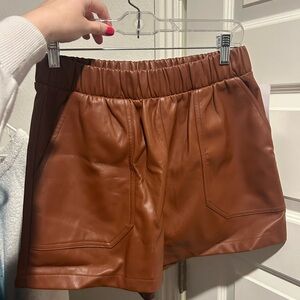 Steve Madden Brown High Waist Faux Leather Shorts (M) Brand New w Tags